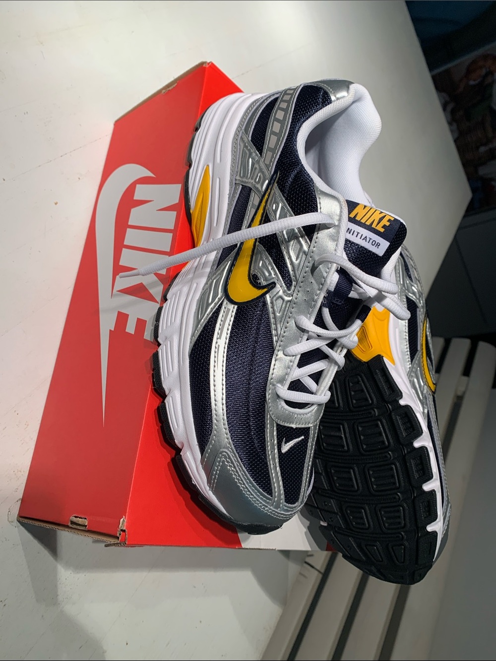 Nike Initiator Men's Navy, Silver & Yellow Running Sneakers 11.5